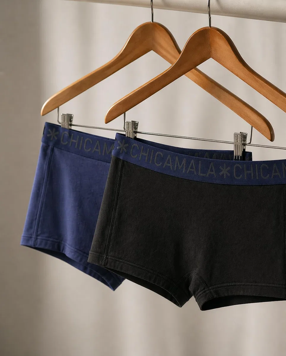 Chicamala Mädchen Boxershorts 2er-Pack, Uni, Baumwolle, Elastischer Bund