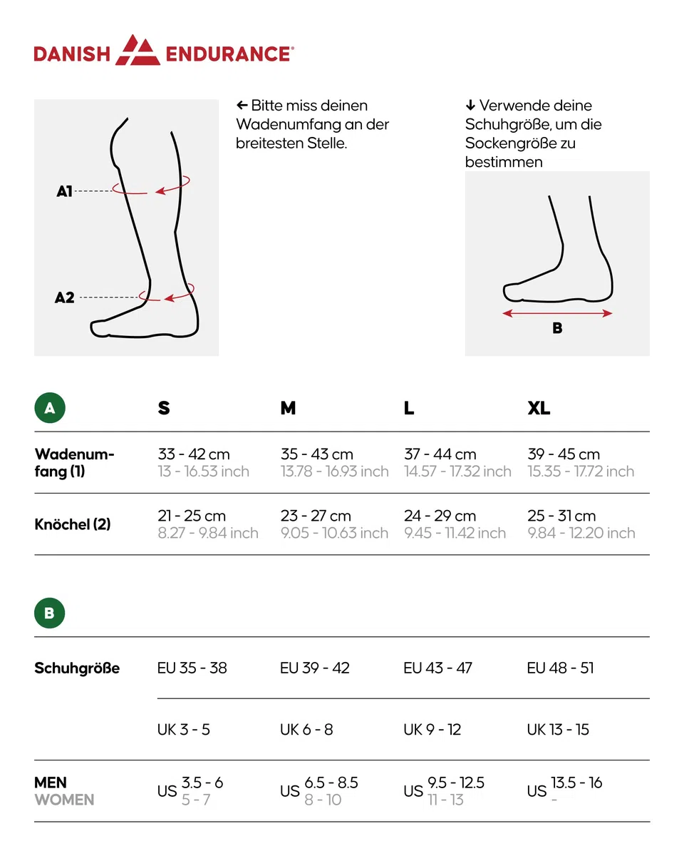 DANISH ENDURANCE Pro Performance Kompressionsstrümpfe, 26-32 mmHg, Extra starke Kompression für Training & Regeneration, Atmungsaktiv & Schweißableitend, Unisex, für Herren & Damen