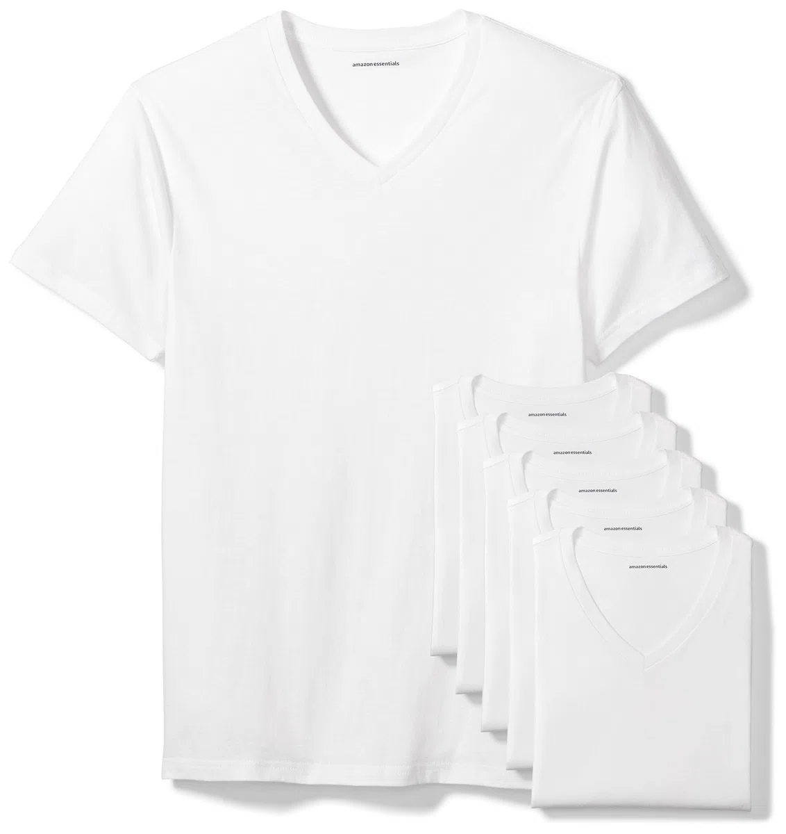 Amazon Essentials Unterhemden Herren mit V-Ausschnitt, Atmungsaktiv, Baumwolle, 6er-Pack