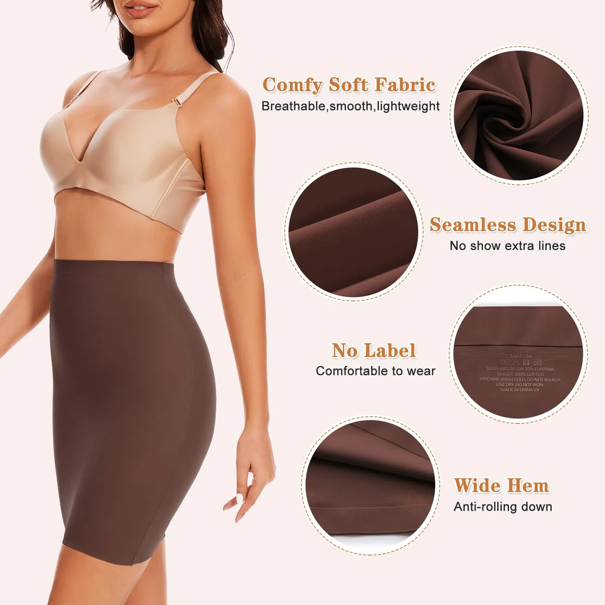 Hohe Taille, halbe Slips, Shapewear für Damen, Unterkleid, Slip-Rock, Bauchkontrolle, Körperformer, Rock