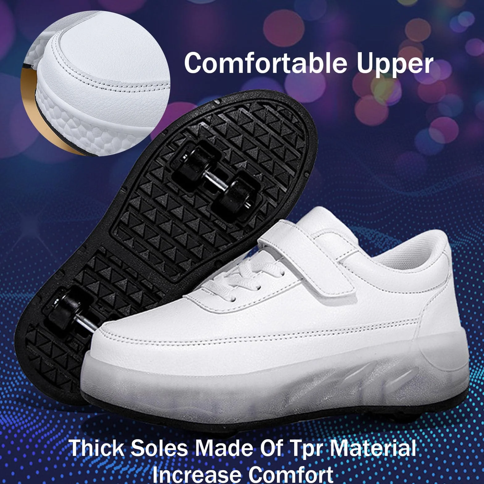Hixingo Schuhe mit Rollen für Mädchen Jungen Kinder, Weiß Rollschuhe Schuhe Turnschuhe mit 2 Rollen, Skateboardschuhe Kinderschuhe 2 In 1 Multifunktionale Sneaker mit Rollen