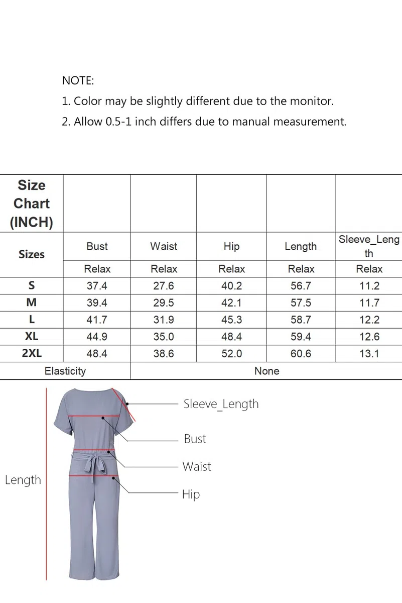 Damen Elegante Halbe Ärmel Laterne Ärmel Jumpsuit Mit Gürtel Weites Bein Hose Jumpsuit