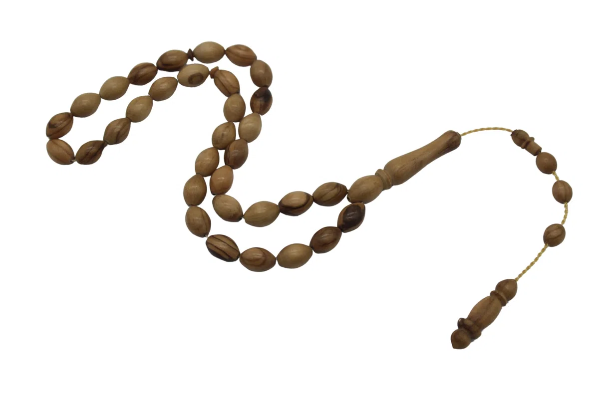 Handgefertigte Olivenholz 33 Perlen Tasbeeh Misbaha Islamisches Geschenk Tasbih Gebetskette Tesbih 10mm Mittlere Größe Dhikr Rosenkranz, Medium, Olivenholz