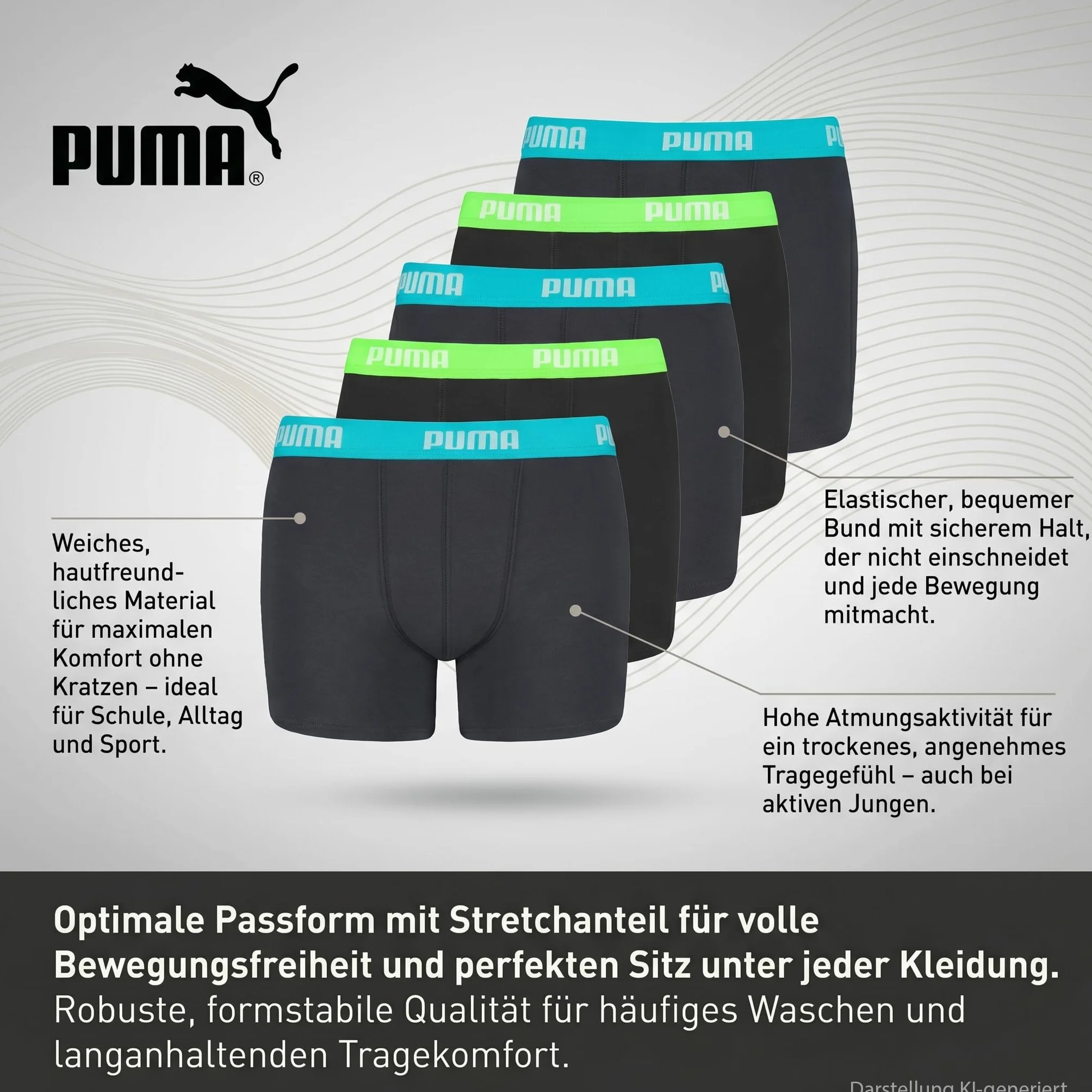 PUMA Boy's Boxer Boxer (Pack of 5)