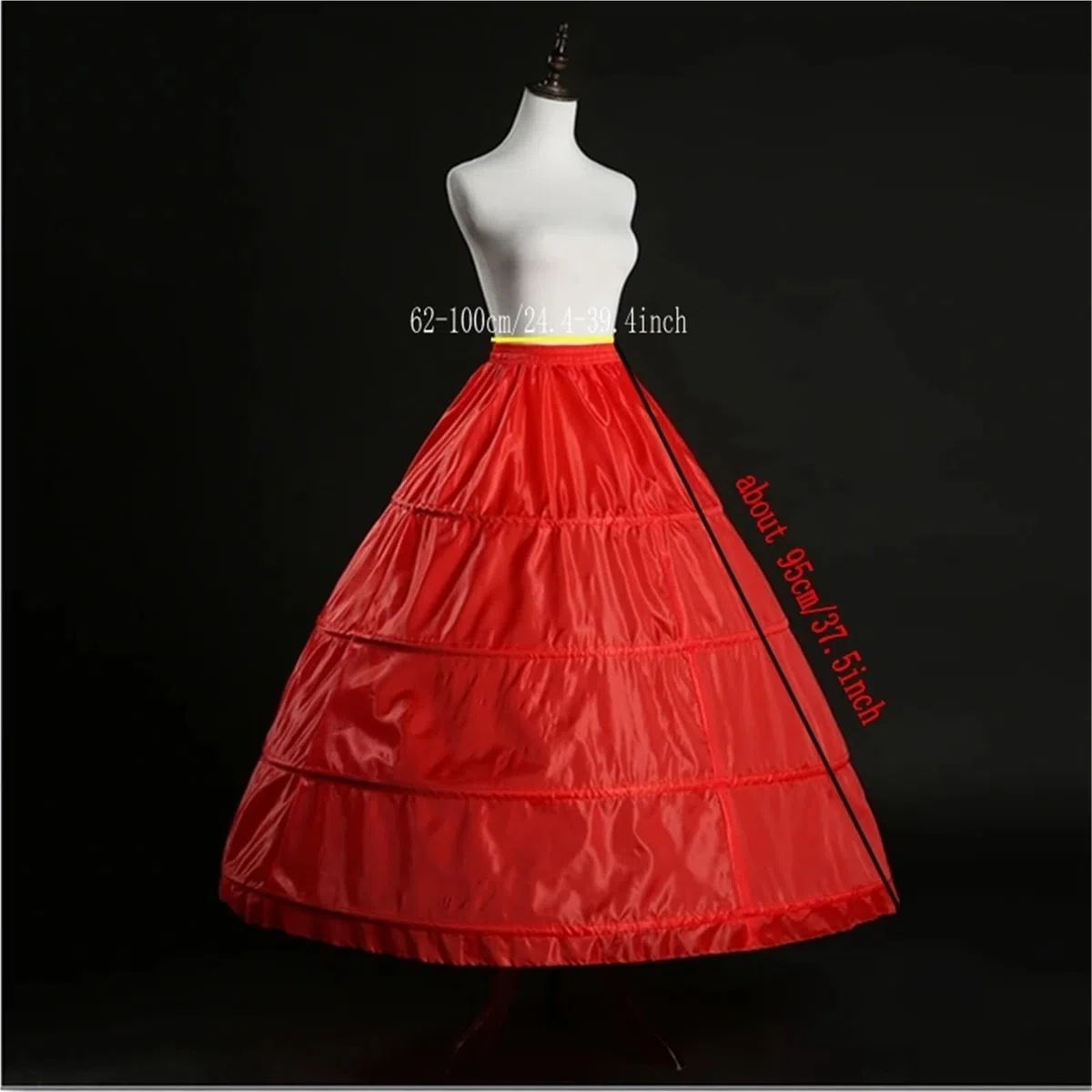 Reifrock Roter 4 Hoops A-Linie Petticoat Krinoline Slip Unterrock for Ballkleid Brautkleid