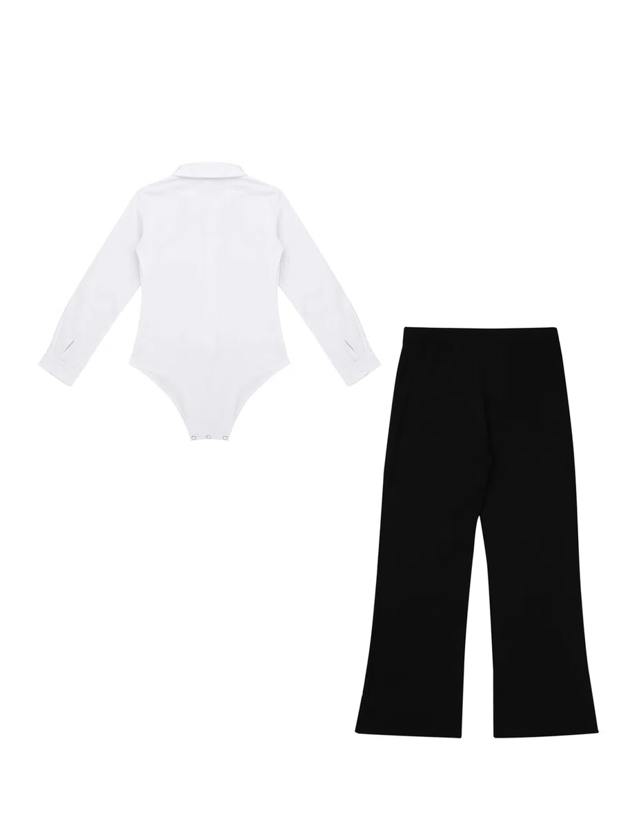 Kind Junge Set Latein Tanz Outfit Tango Jazz Langarmiger Body Mit Weit Geschnittener Hose Ballroom Tanz Anzug