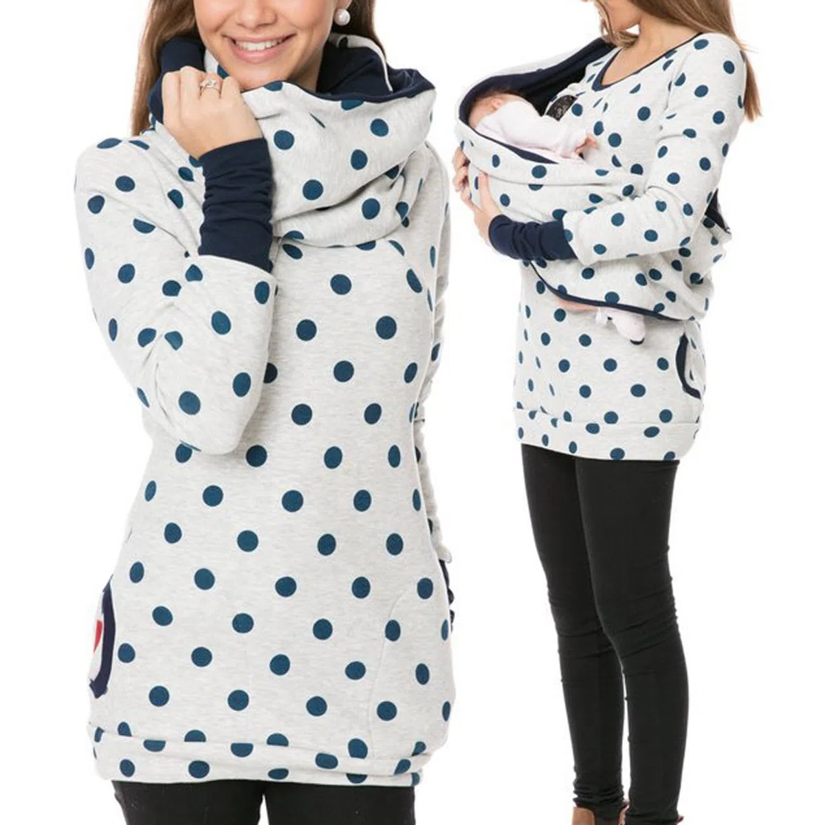 Umstandsmode-Oberteil-Sommer Damen Stillpullover Langarm Hoodie Winter Umstandsmode Mutterschaft Kapuzenpullover Nursing Stillshirt Warm Sweatshirt Still Pullover mit Kapuze S-XL