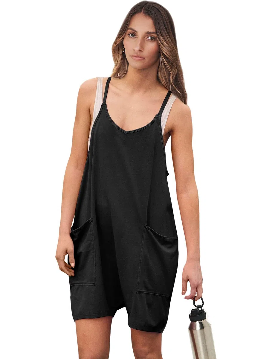 DUOEASE Jumpsuit Damen Ärmellos Romper 2024 Sommer Outfit Damen mit Taschen
