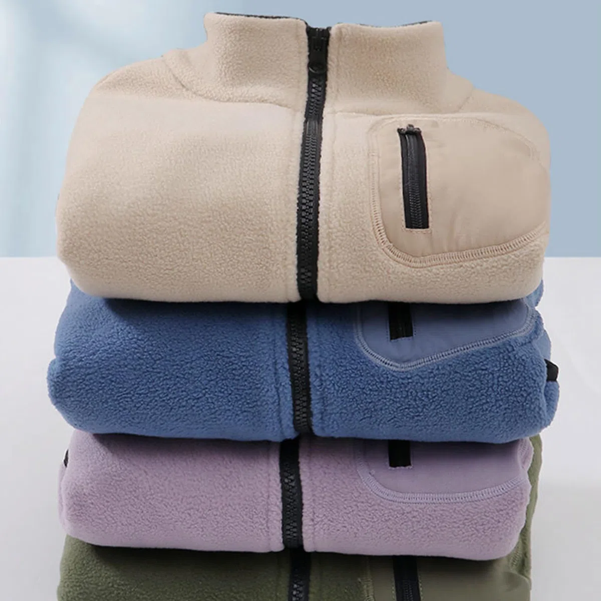 Kleinkind Kinder Polar Fleece Jacke Stehkragen Winddichte Jacke Reißverschluss Leichte Mantel Einfach Eltern-Kind Oberbekleidung