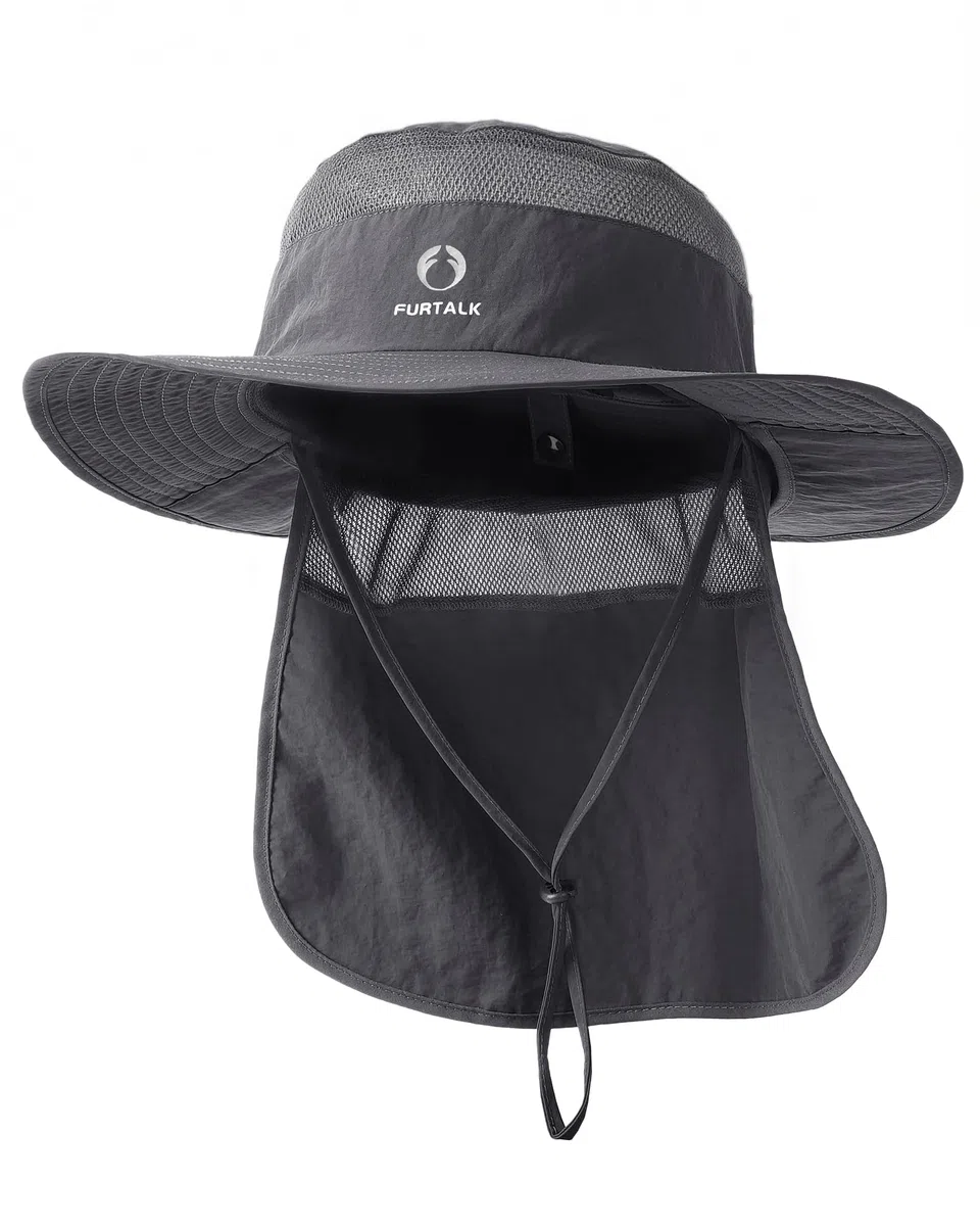 FURTALK Sonnenhut für Damen und Herren mit Nackenschutz UPF 80 atmungsaktiver Outdoor Angler und Wanderhut