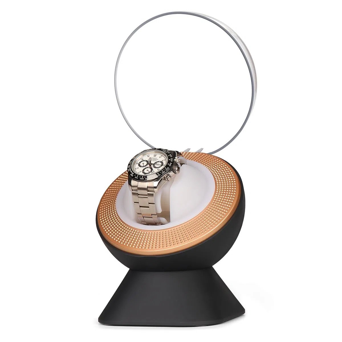 Ultra Quiet Single Watch Winder for Rolex with Ambient LED Lighting - Gift for Men, Automatic Watch Storage Box with One Watch Pillow, Whisper Quiet Motor for Mechanical Watches
