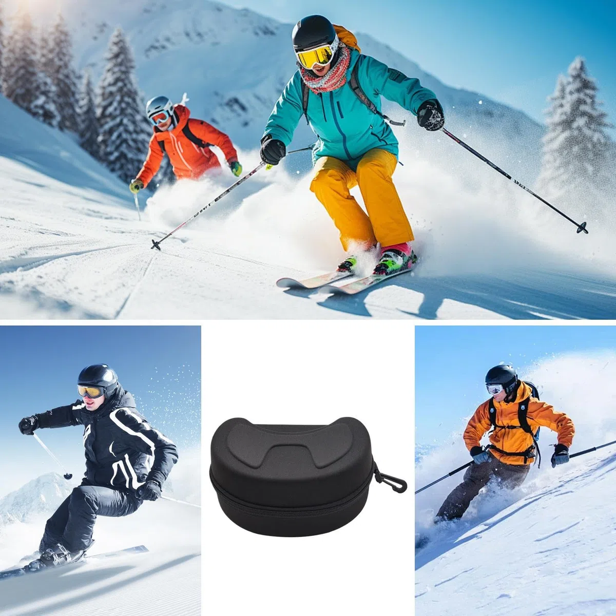 Skibrillenbox – EVA-Hartschale, wasserabweisende Außenschale, stoßfeste Schutzaufbewahrung, glatter Reißverschluss | Snowboard-Brillenbox, Sportausrüstung