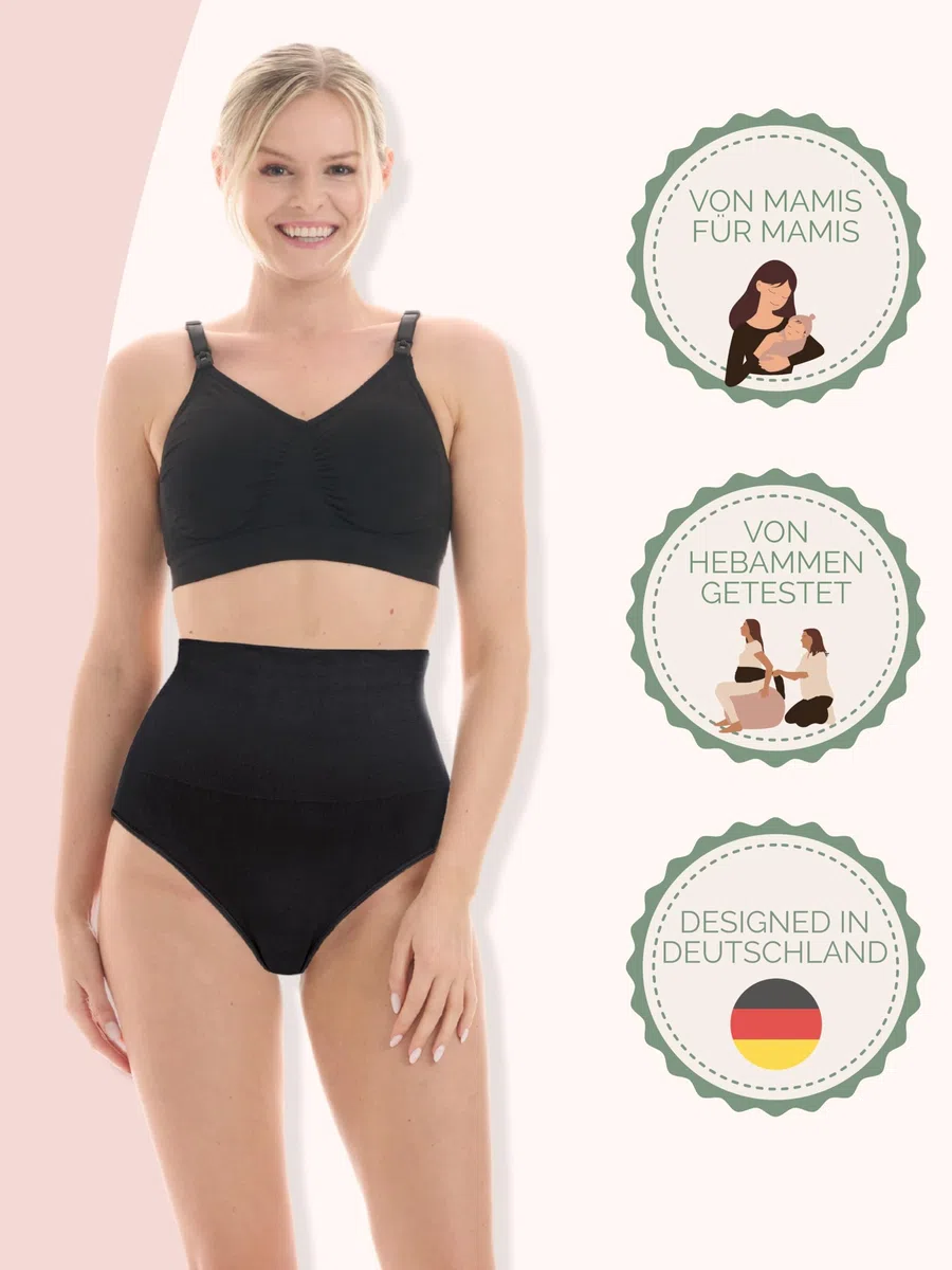Herzmutter Wochenbett Unterhosen Kaiserschnitt-Geburt - 2er Set - Unterwäsche Postpartum - Saugfähig-Bauchstützend - Perioden Slip - High Waist Bauchschmeichler - 501020