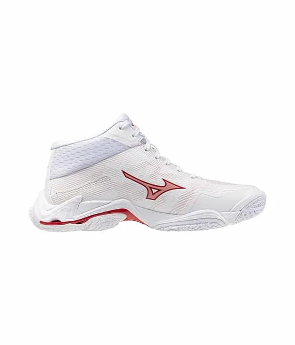 Mizuno Wave Lightning Elite MD Damen-Sneaker, Weiß/Rot, 2026