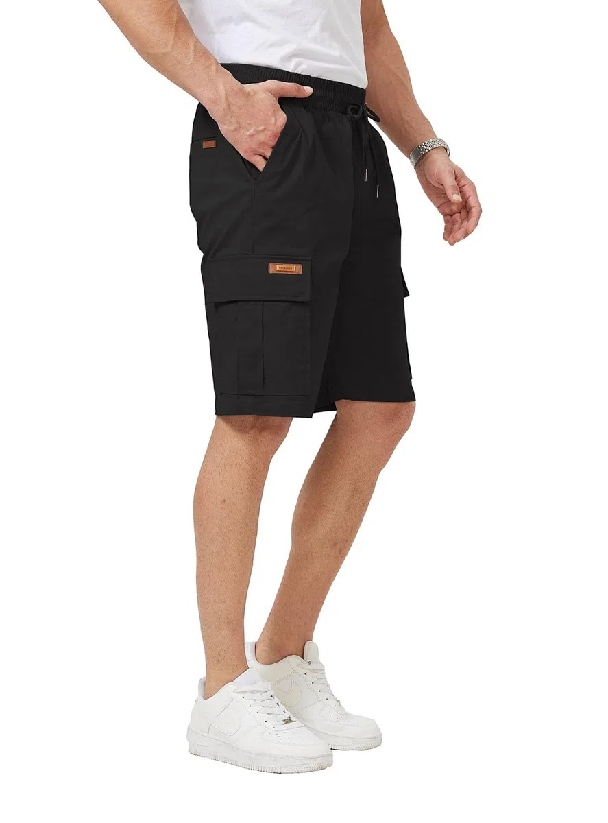 Ougelebo Kurze Hosen Herren Cargo Shorts Elastische Taille mit Tunnelzug