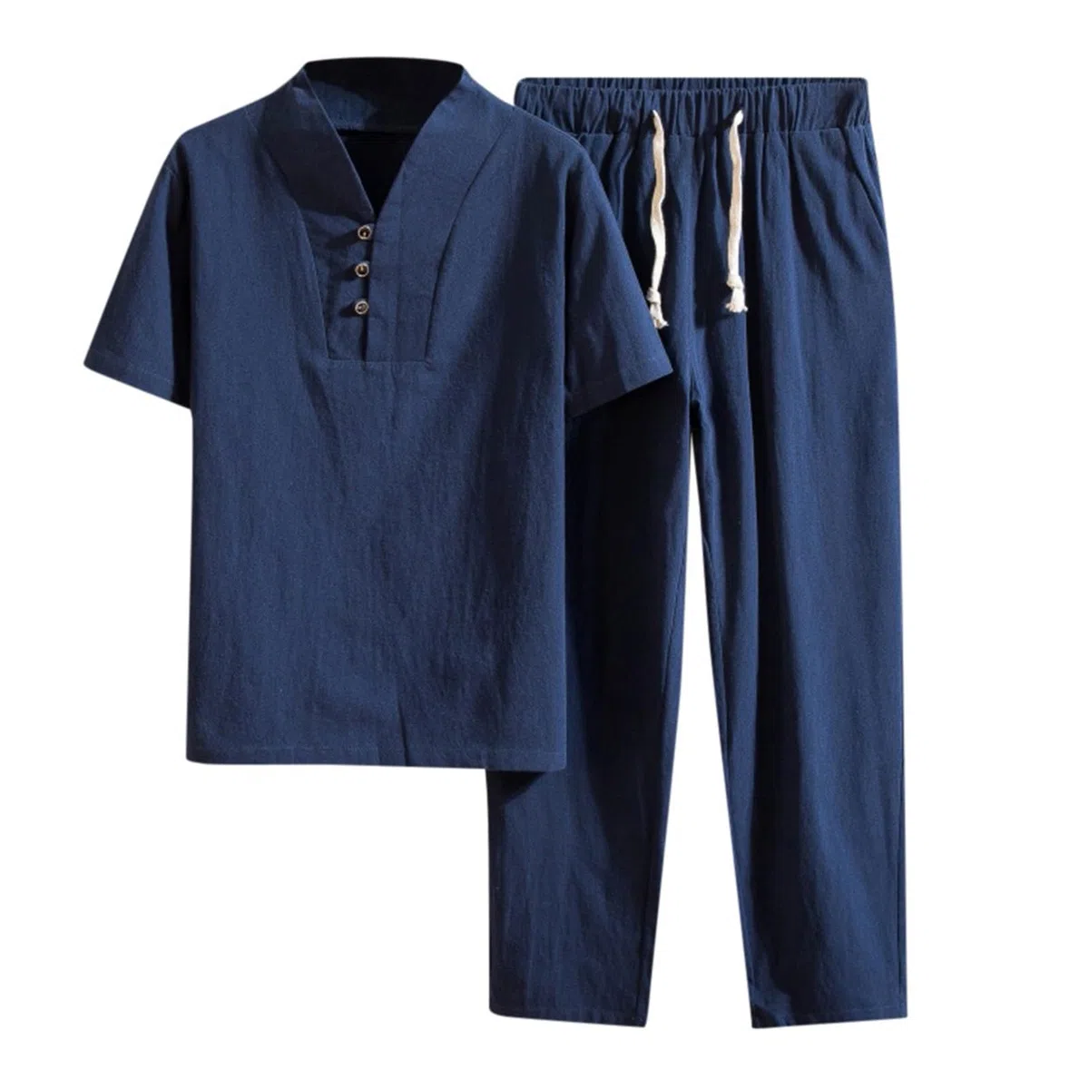 Baumwollwäsche Zen Meditation Tai Chi Uniform Männer Chinesische Traditionelle Kleidung Kung Fu Kleidung Atmungsablöser Tops Kampfkunst Set Tang Anzug Kurzarm Hosen