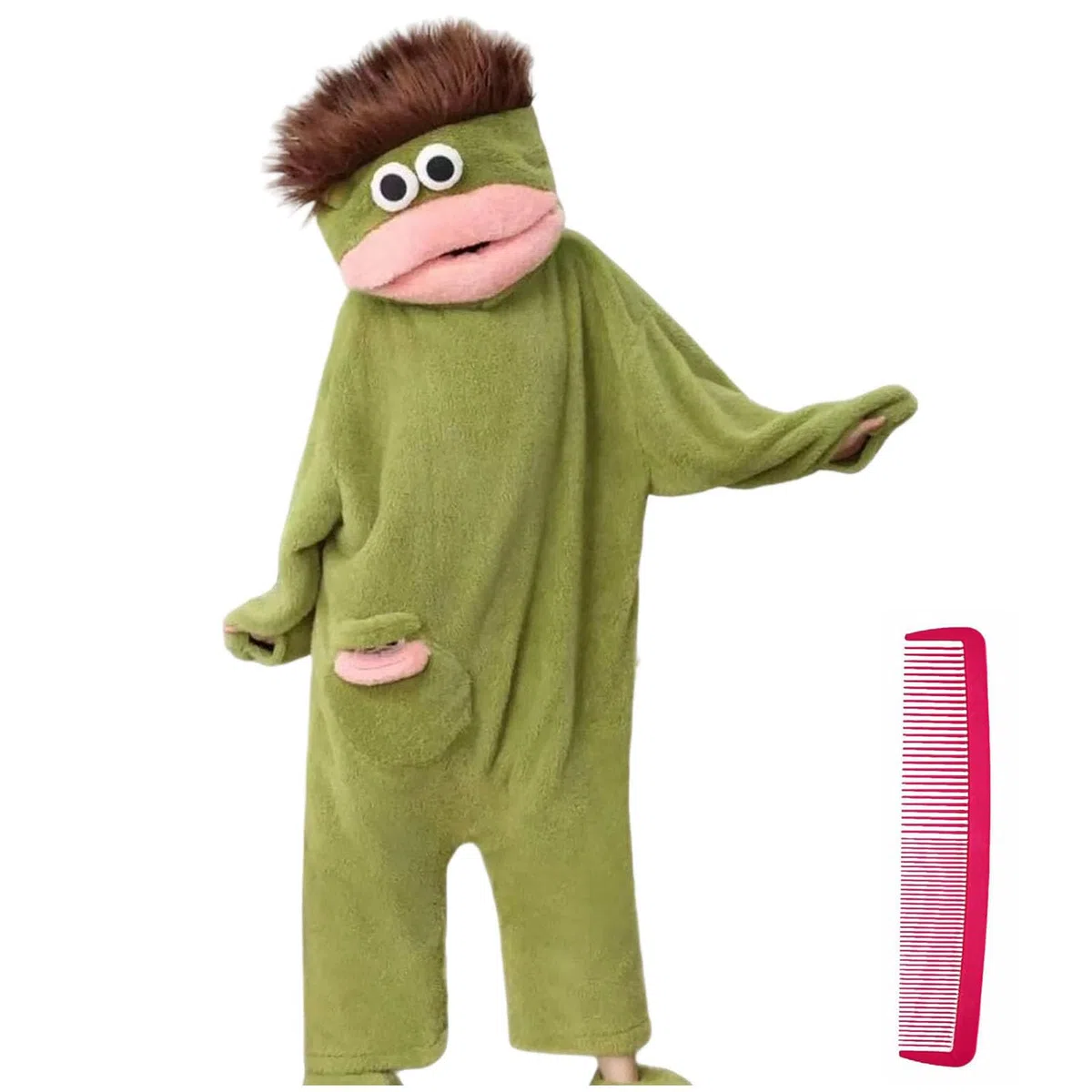 Silly Onesie Lustiger Einteiler Schlafanzug für Erwachsene Grüner Monstter-Hoodie Loose Warm Kuscheliger Ultraweicher Overall Funny Animal Costume Zuhause Bequemer Ganzkörperanzug Hausanzug Couple