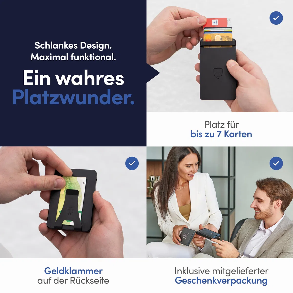 TRAVANDO SLYDE Aluminium Kartenetui mit RFID Schutz - Kartenhalter mit Geldklammer für 7 Karten - Kreditkartenetui Portmonee Herren Slim Wallet (5-6 Karten)