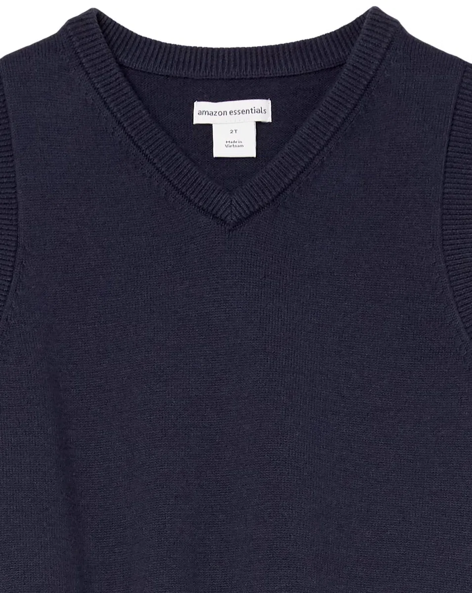 Amazon Essentials Jungen Pulloverweste aus Baumwolle mit V-Ausschnitt, Uniform