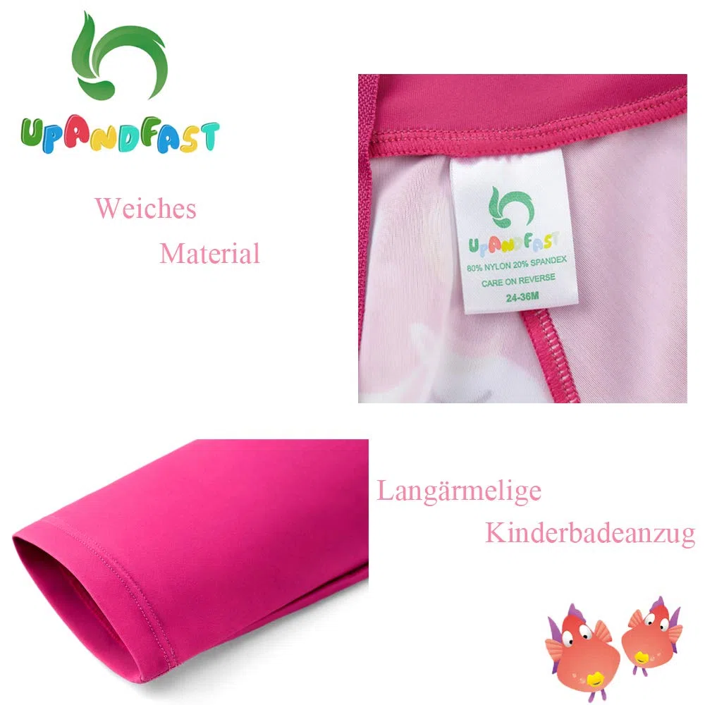 upandfast Baby Badeanzug mit Sonnenhut UPF 50+ Badebekleidung für Baby