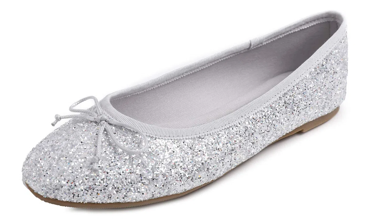 Feversole Round Glitter Ballerina,Damen Klassische Ballerinas Profilsohle