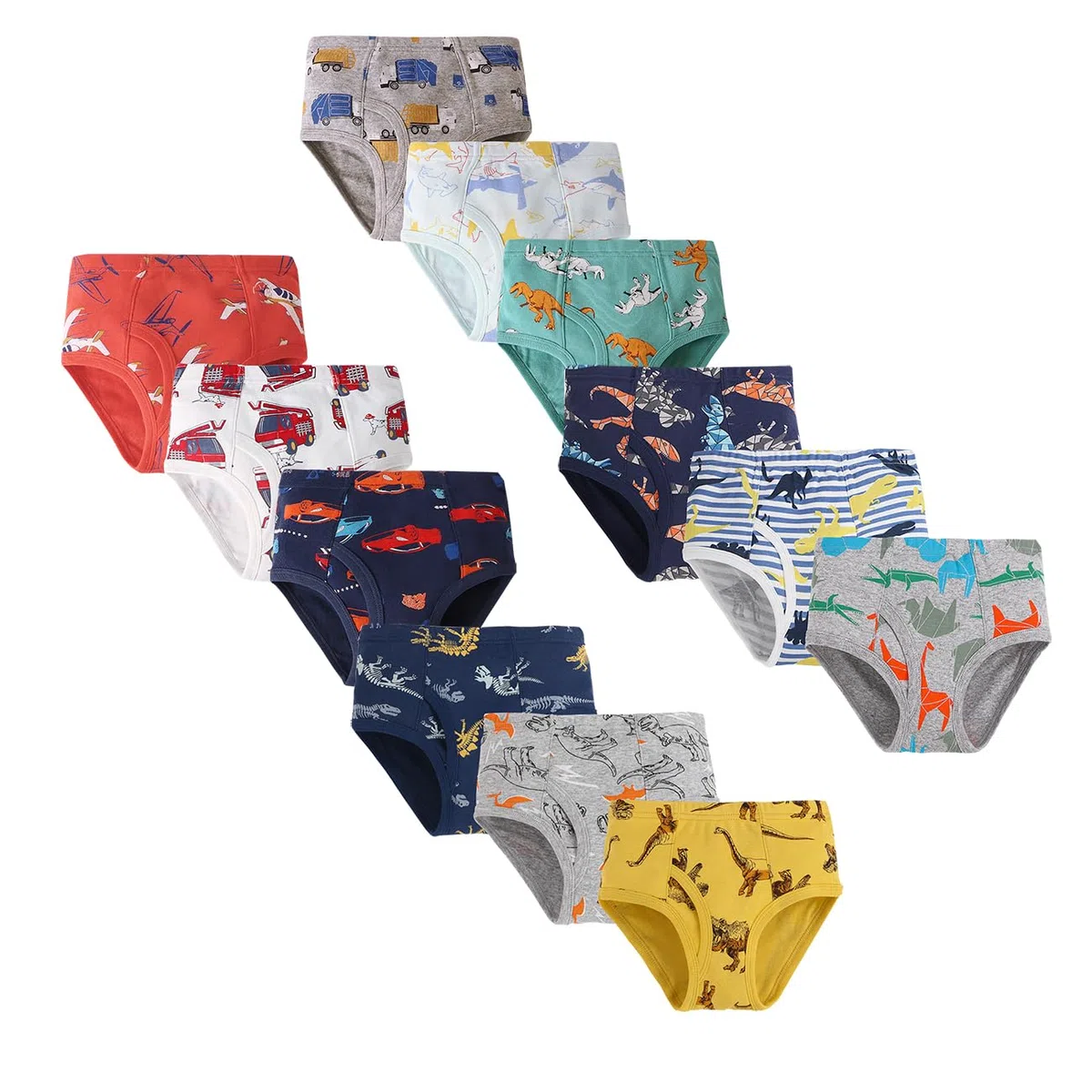 Jungen Unterhosen Slips aus 100% Baumwolle Kinder Unterwäsche 12er-Pack