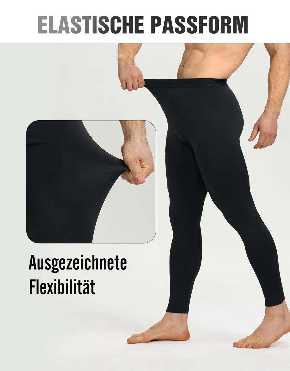 YESWEL 2er Pack Unterhosen Männer Lang, Warme Fleece Thermohose Herren mit Eingriff, Winter Thermounterhose Ski & Outdoor（M-XL）