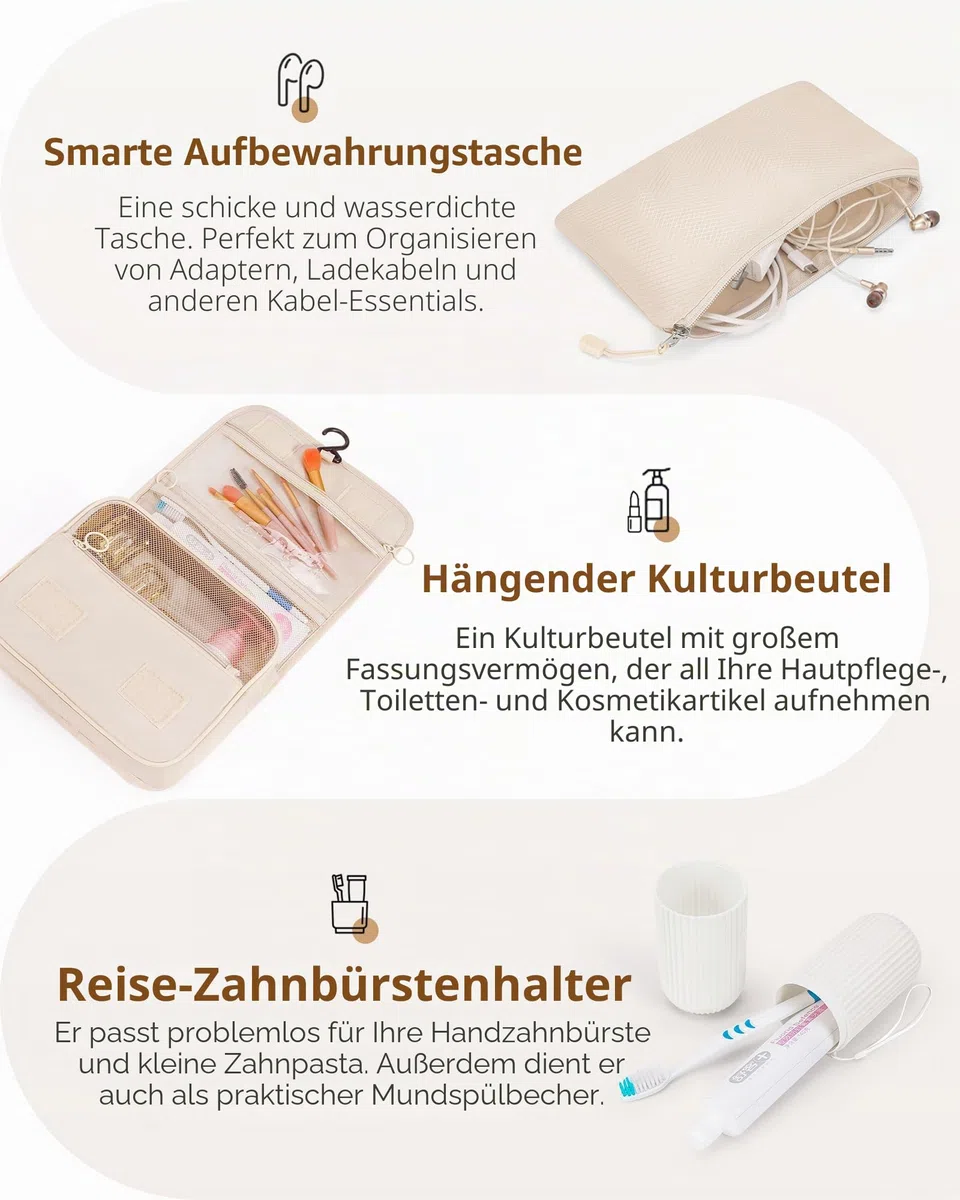 Anjing Packing Cubes Compression - 10-teiliges, Koffer Organizer Set mit Kompression, Komprimierbaren Packwürfeln zur Organisation, Packwürfel für Koffer, Beige