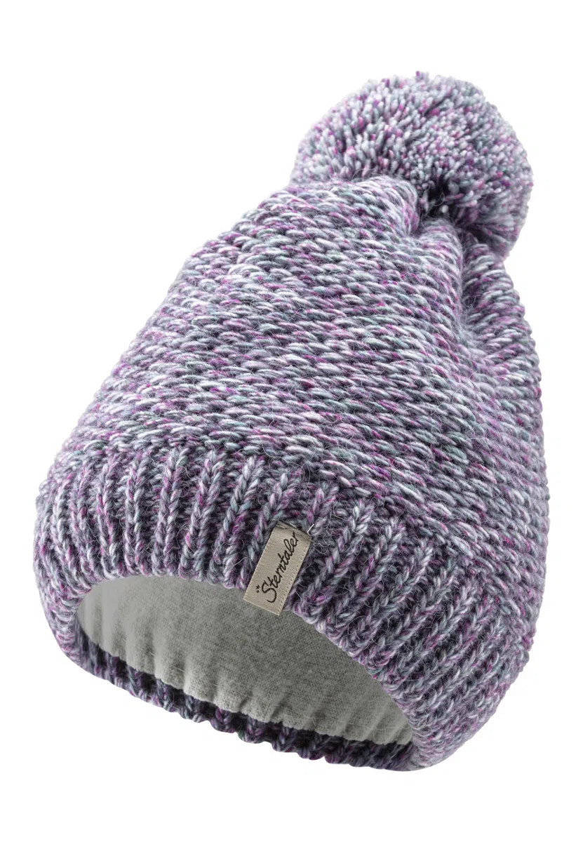 Sterntaler Strickmütze aus Multicolor Garn - Unisex Bommelmütze mit tollem Strickmuster - Kindermütze mit Futter aus wärmendem Microfleece - Wintermütze