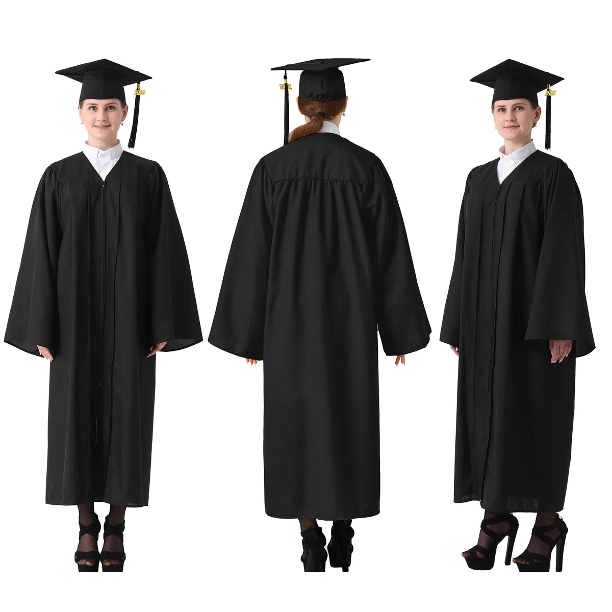 GraduatePro Abschluss Talar Doktorhut 2026 Absolventen Graduation Abschluss Bachelor Hut Abschlusskleid Robe Hat Dress für Hochschule Abitur,Master 12 Farben