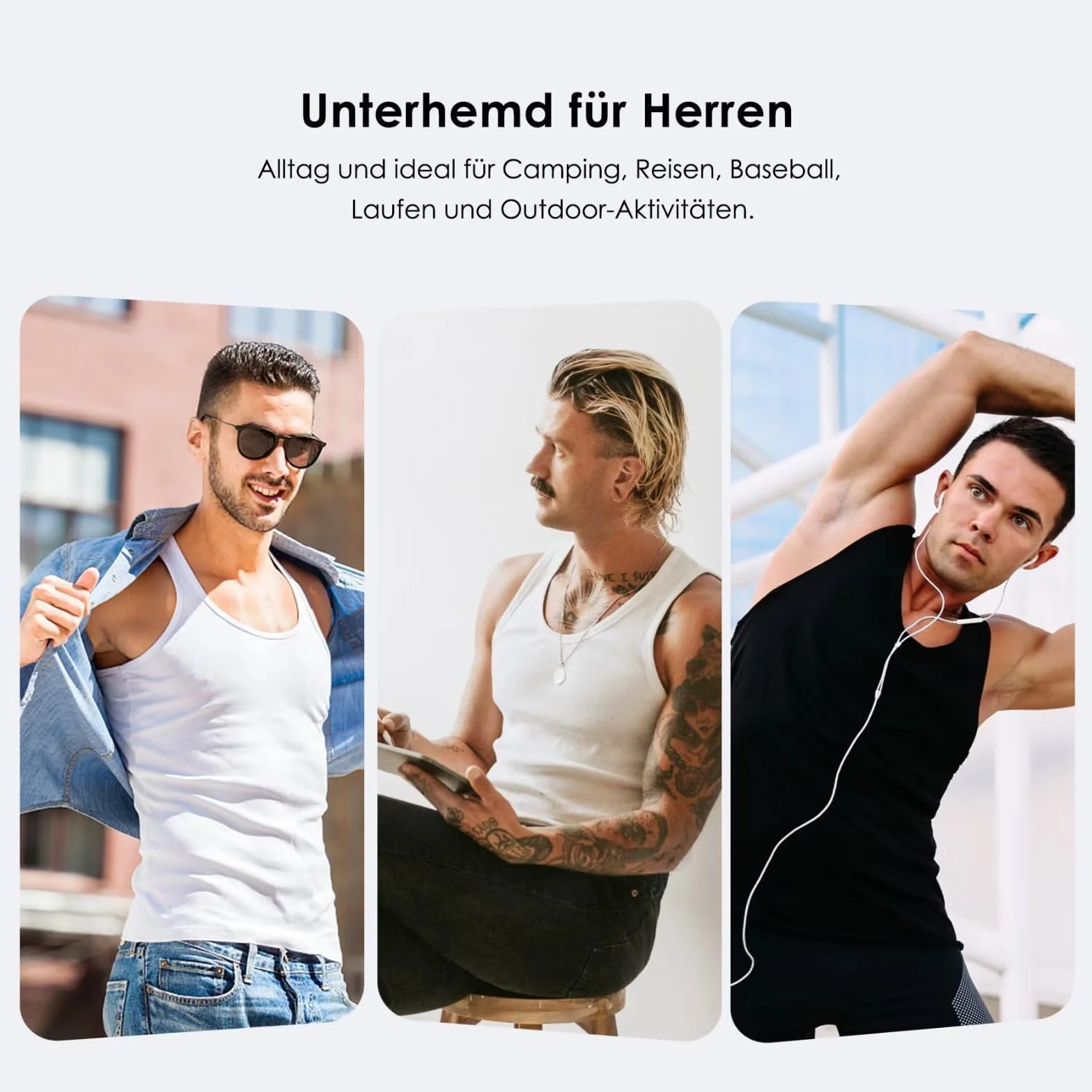 YouShow Unterhemd Herren 3/5er Pack 100% Baumwolle Tank Top Feinripp