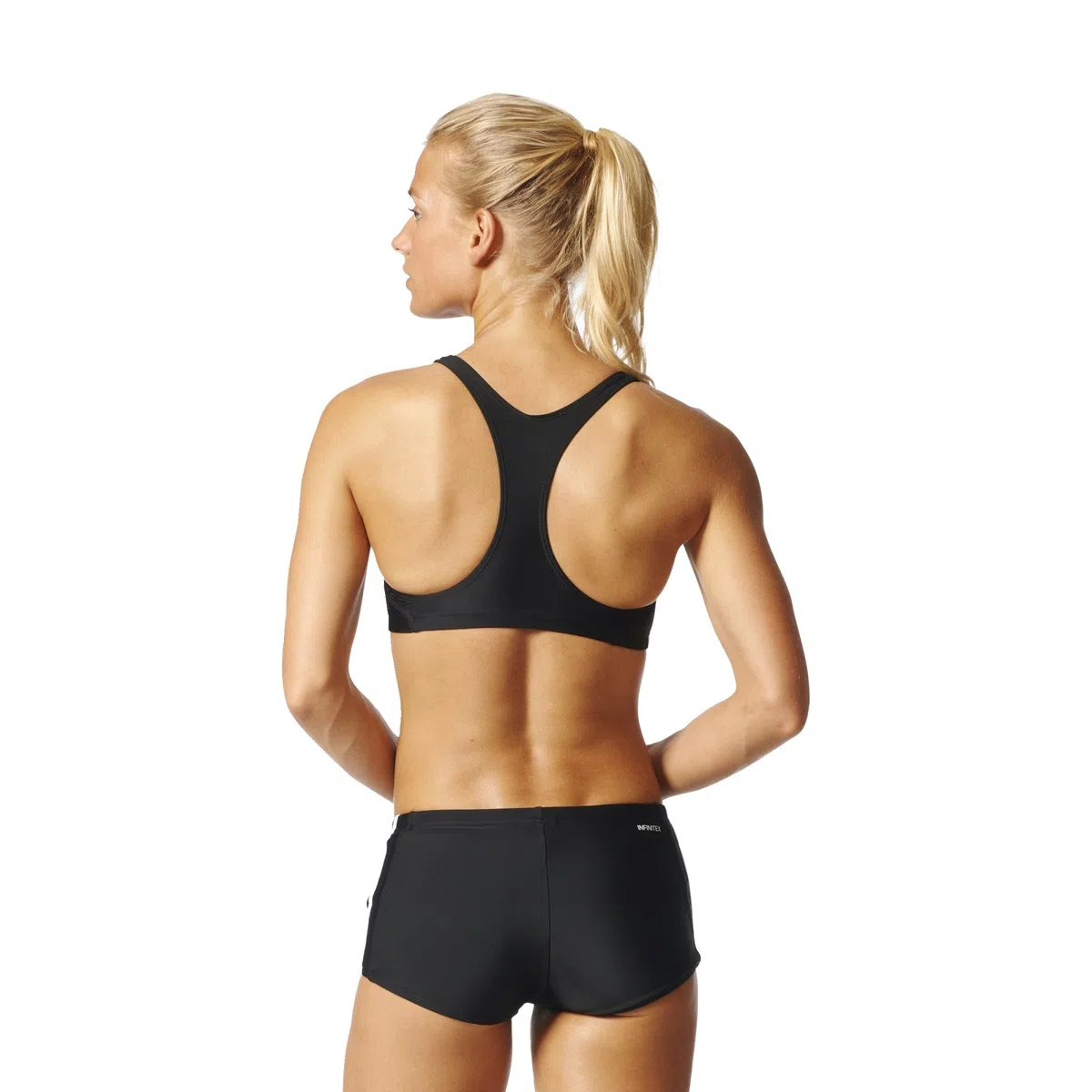 adidas Damen Infinitex Essence Core 3-stripes Bikini, Black/White, 40 EU