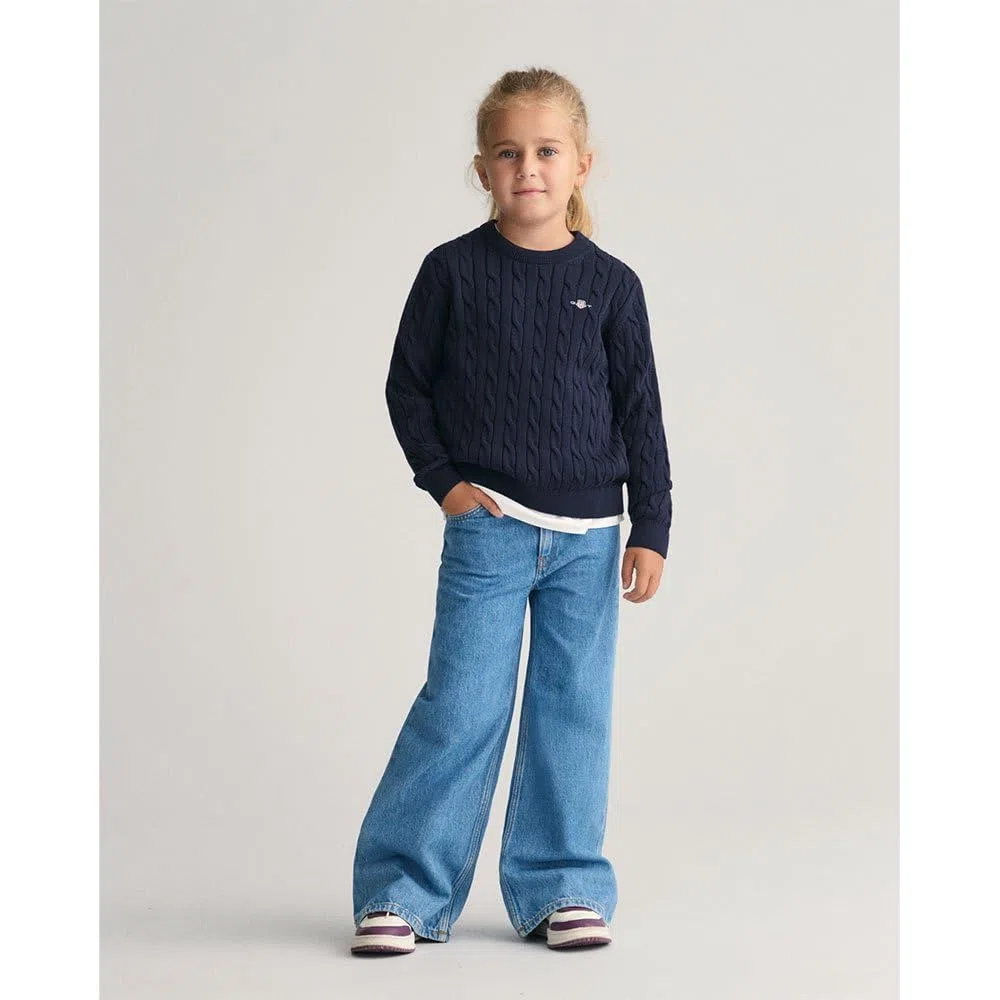 GANT Unisex Kinder Cotton Cable Shield Crew Pullover