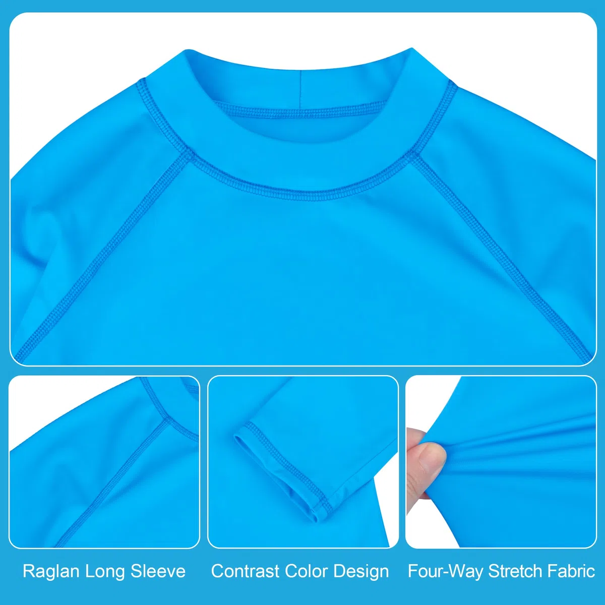 BIG ELEPHANT 3 Stück Kinder Rash Guard Schwimmshirt UPF 50+ Langarm Schwimmbekleidung Sonnenschutz für Jungen und Mädchen
