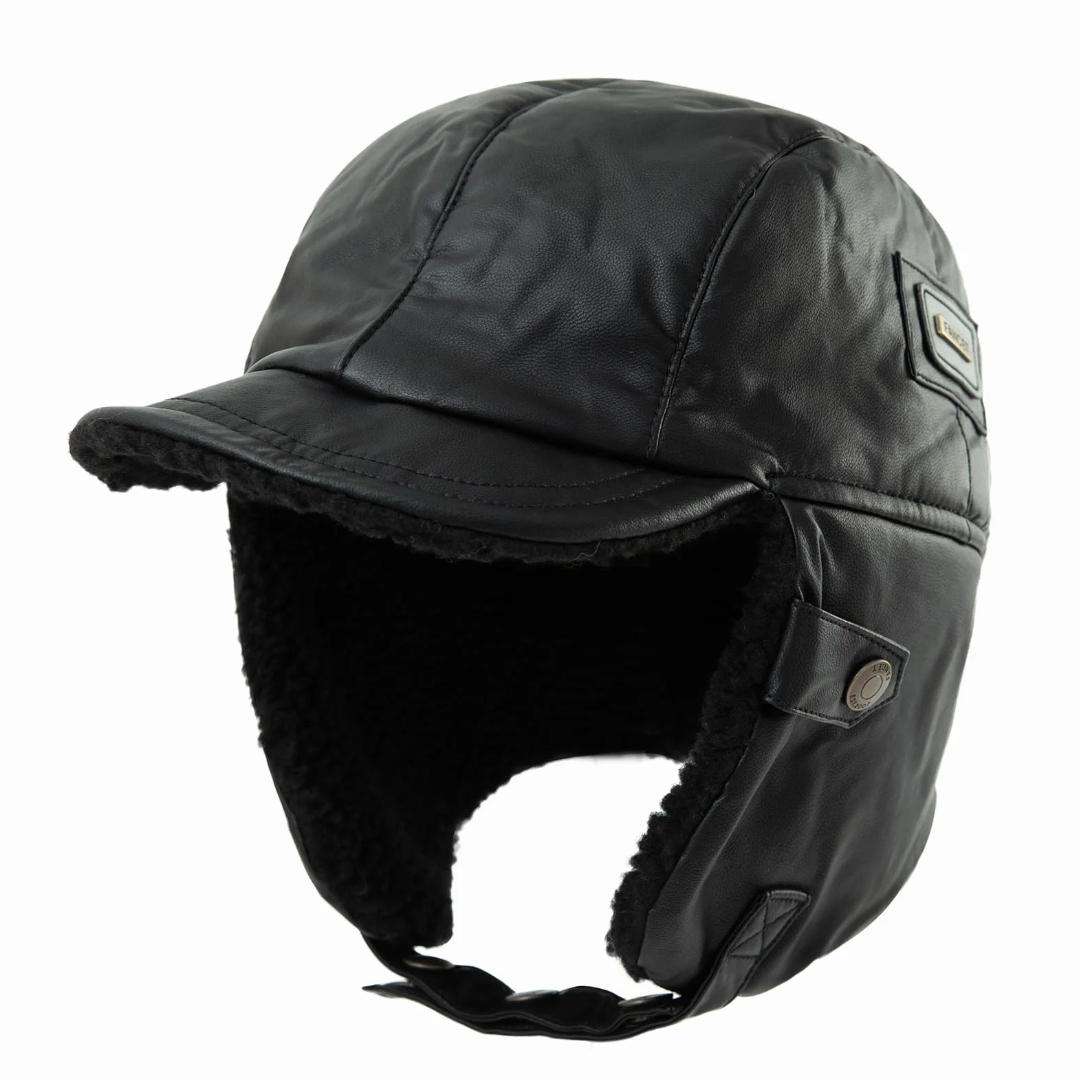 Comhats Warme Trappermütze Herren Wintermütze Kunstleder Hut Unisex Fliegermütze Fellmütze