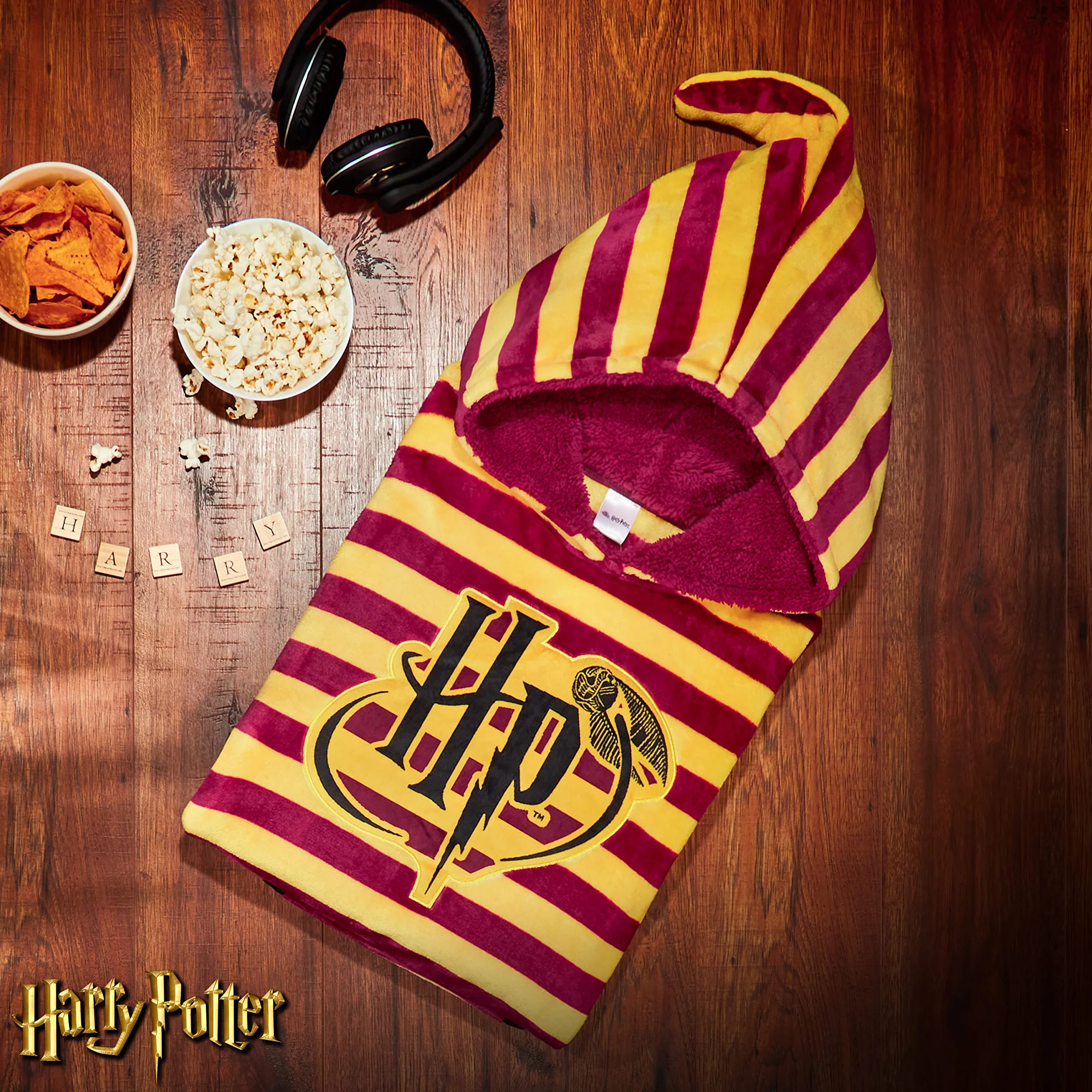 Harry Potter Kinder Hoodie Decke Kapuzenpullover Mädchen und Jungen - Flauschiger Deckenpullover aus Fleece mit Kängurutasche, offiziell lizenziert, warm & bequem