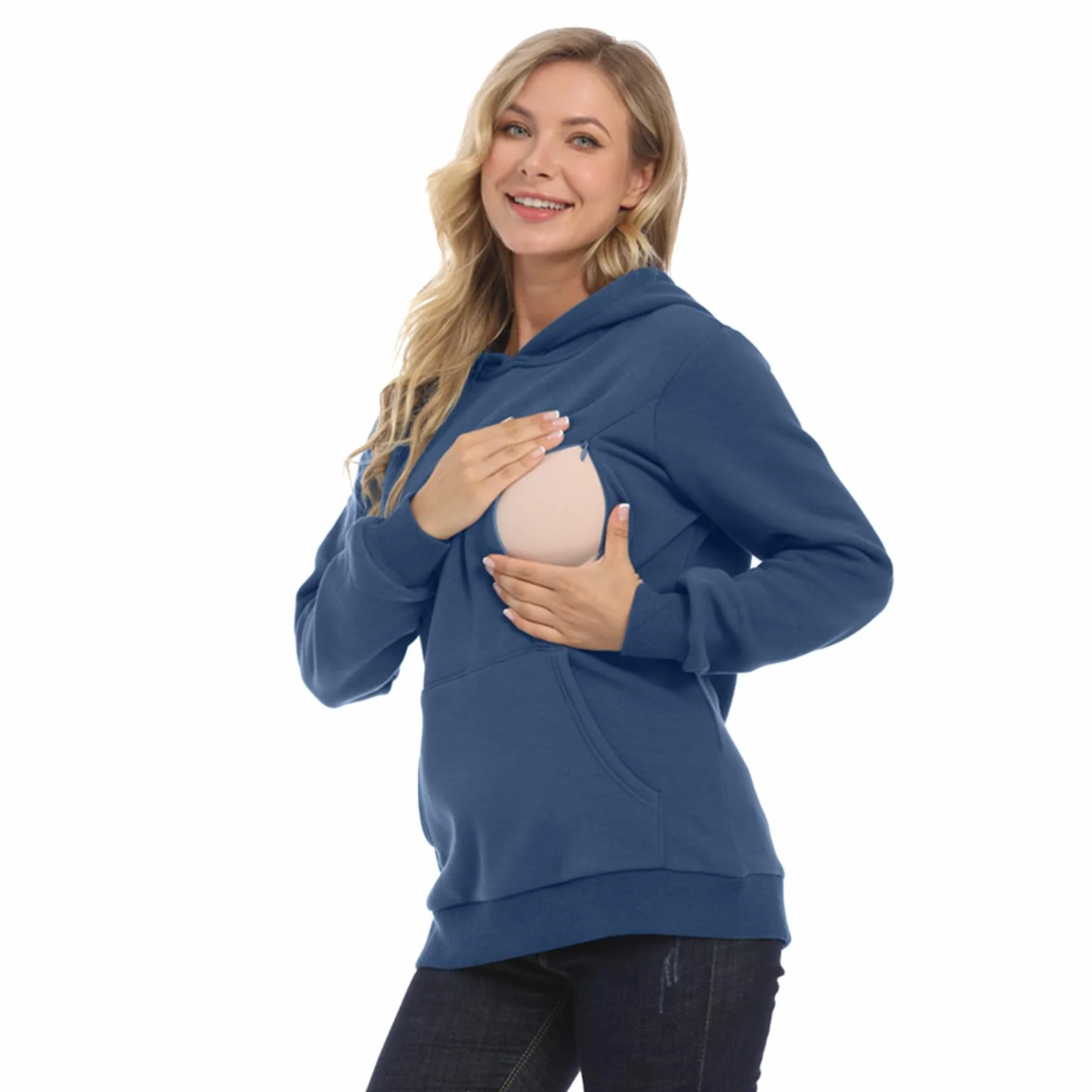 Damen Still-Hoodie Sweatshirt Langarm Stillen Umstands-Tops Freizeitkleidung Stillpullover Stilloberteil Umstandsmode Hoodie Sweatshirt zum Stillen Winter Warme Wattierter Pullover