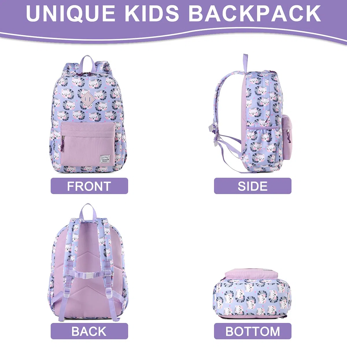 VASCHY Kinderrucksack Jungen Mädchen, Niedlich Wasserdicht Vorschule Kinder Rucksack Kindergarten Kleinkind Rucksack Schulranzen mit Brustgurt