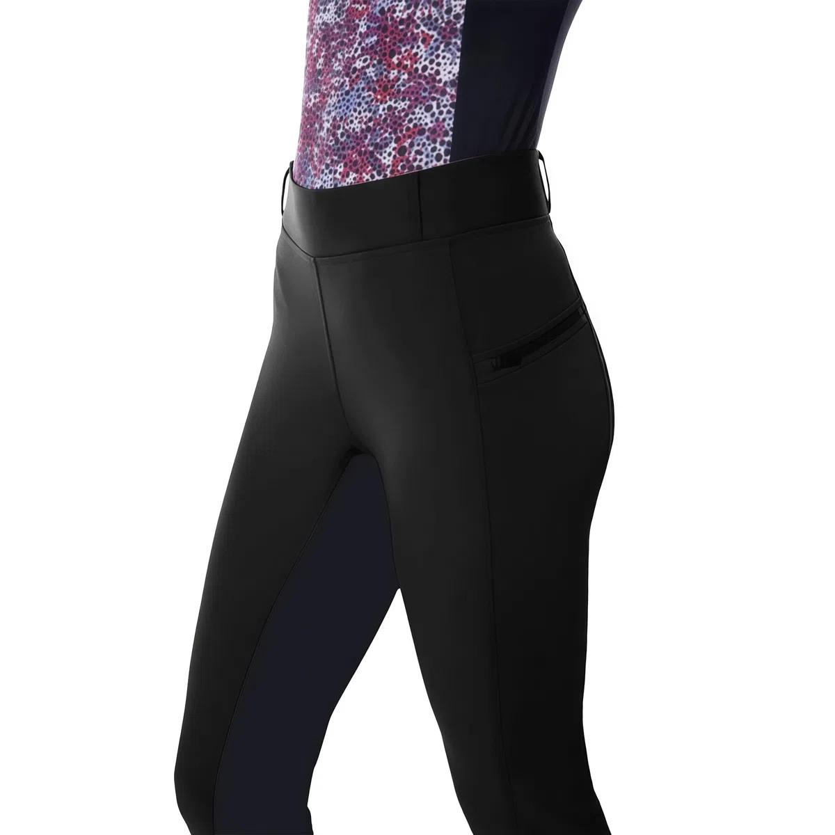 Chesoon Damen Reithose mit hoher Taille und Innenschenkel-Patchwork, Slim Fit