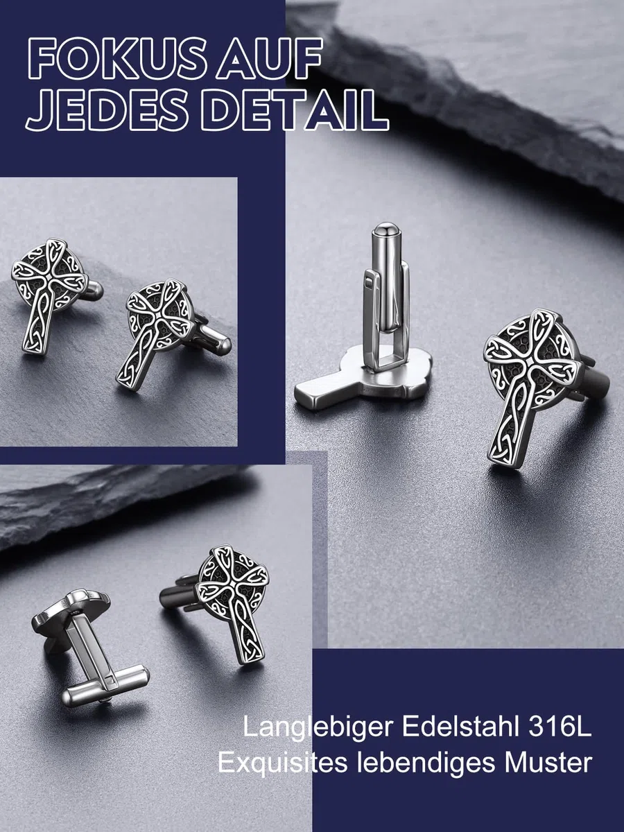 Bandmax Manschettenknöpfe Herren Edelstahl Manschettenknopf Cufflinks for Men Wikinger Manschettenknöpfe Hemd Shmuck für Hemd Hochzeit