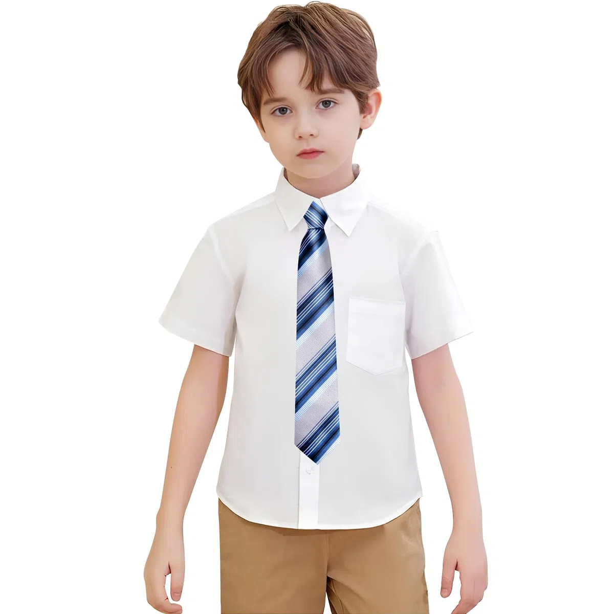 Hi-Tie Selbstgebundenes Krawatten-Set für Jungen, 8–10, Seide, Kinder-Krawatten für Jungen von 8–11 Jahren, Jugend-Krawatte und Einstecktuch für Hochzeit