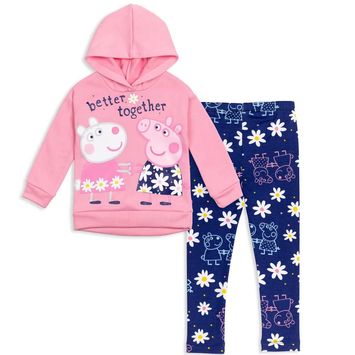 Peppa Pig Mädchen-Pullover, Fleece-Hoodie und Leggings, Outfit-Set für Kleinkinder bis große Kinder