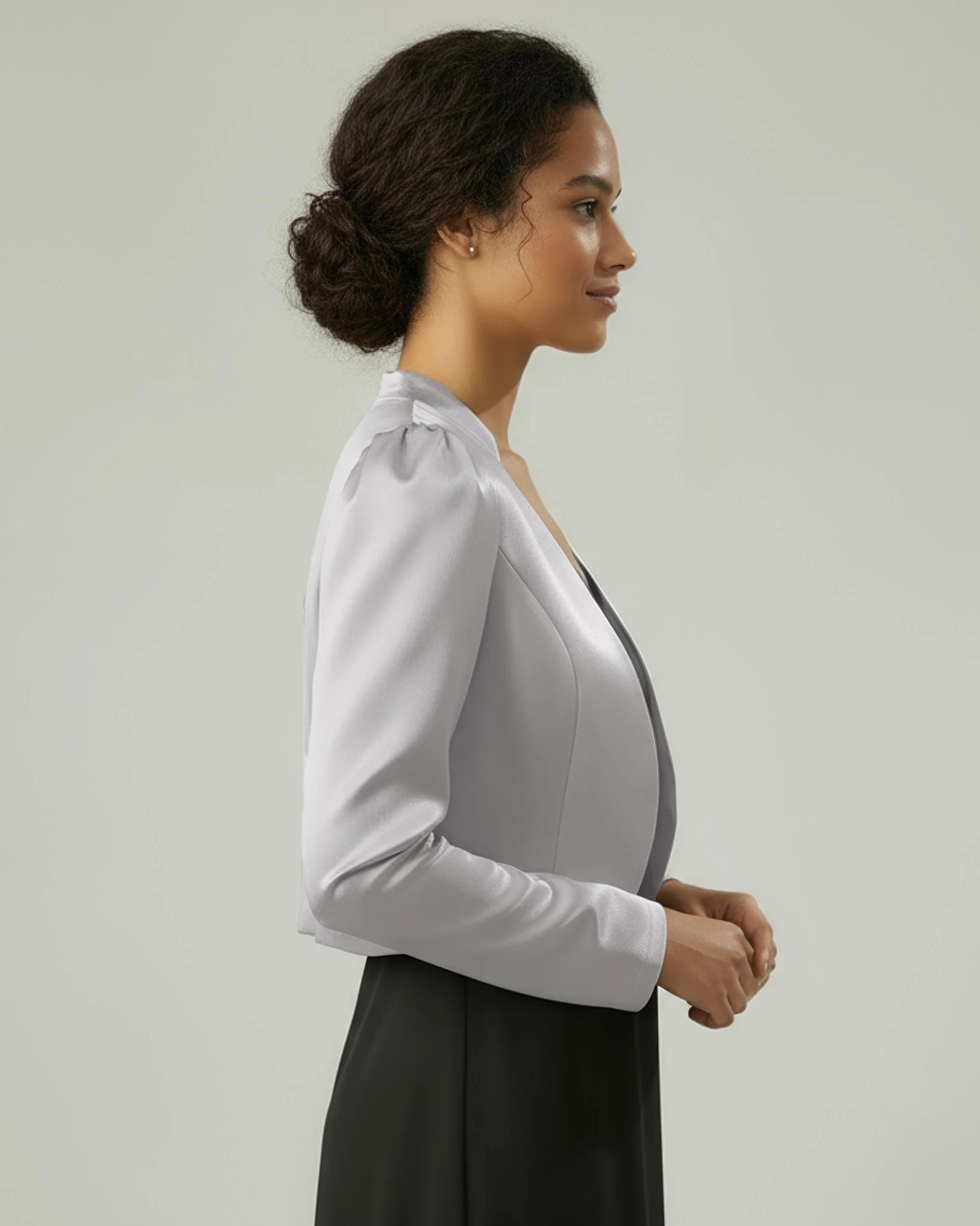 Bolerose formal Satin Langen Ärmel Bolero Jacke