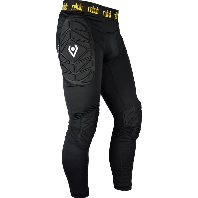 Rehab Lange Torwarthose, Unterziehhose, schwarz, gepolstert an Hüfte und Knie, Atmungsaktiv und mit elastischem Bund, Torwarttrainingshose, Größe: L