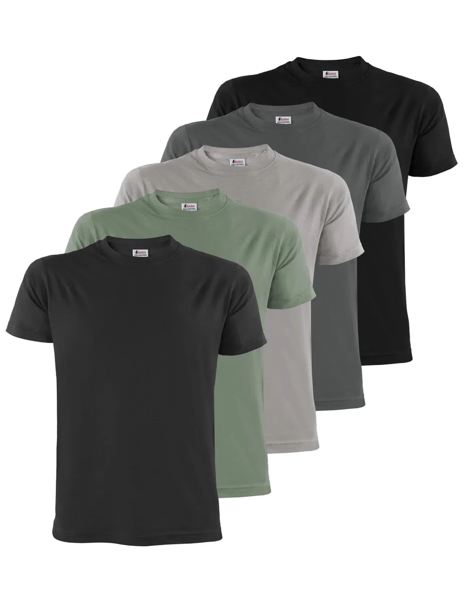 ALPIDEX Herren T-Shirts 5er Set Rundhals 100% Baumwolle Einfarbig Shirts Basic Shirt Kurzarm S M L XL XXL 3XL 4XL 5XL
