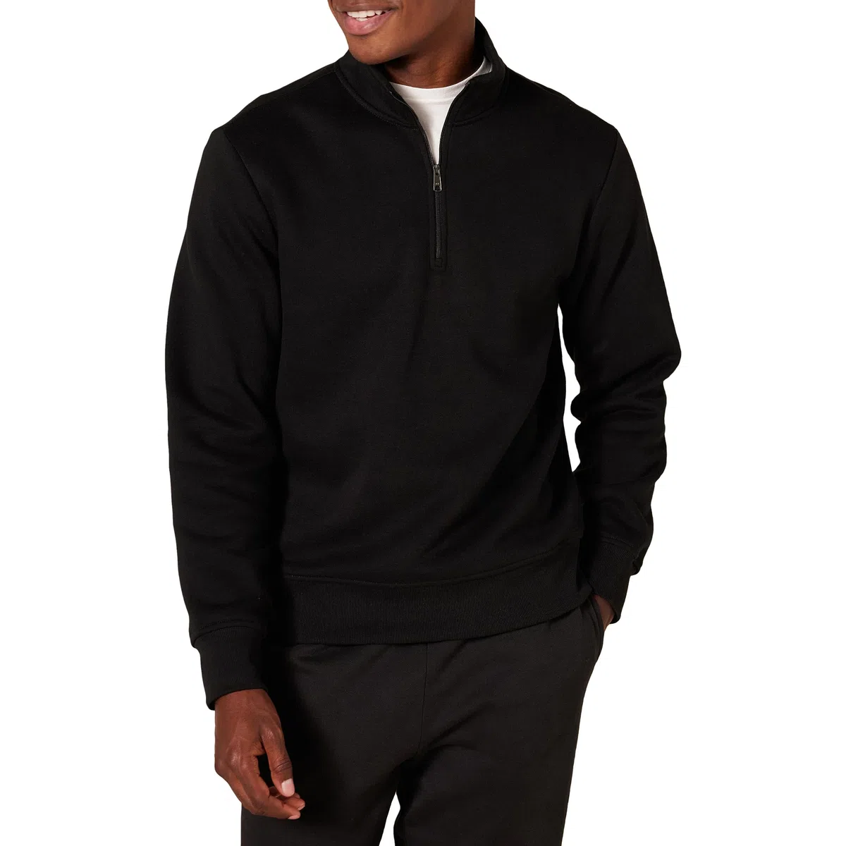 Amazon Essentials Herren Langärmliges Fleece-Sweatshirt Mit Viertelreißverschluss