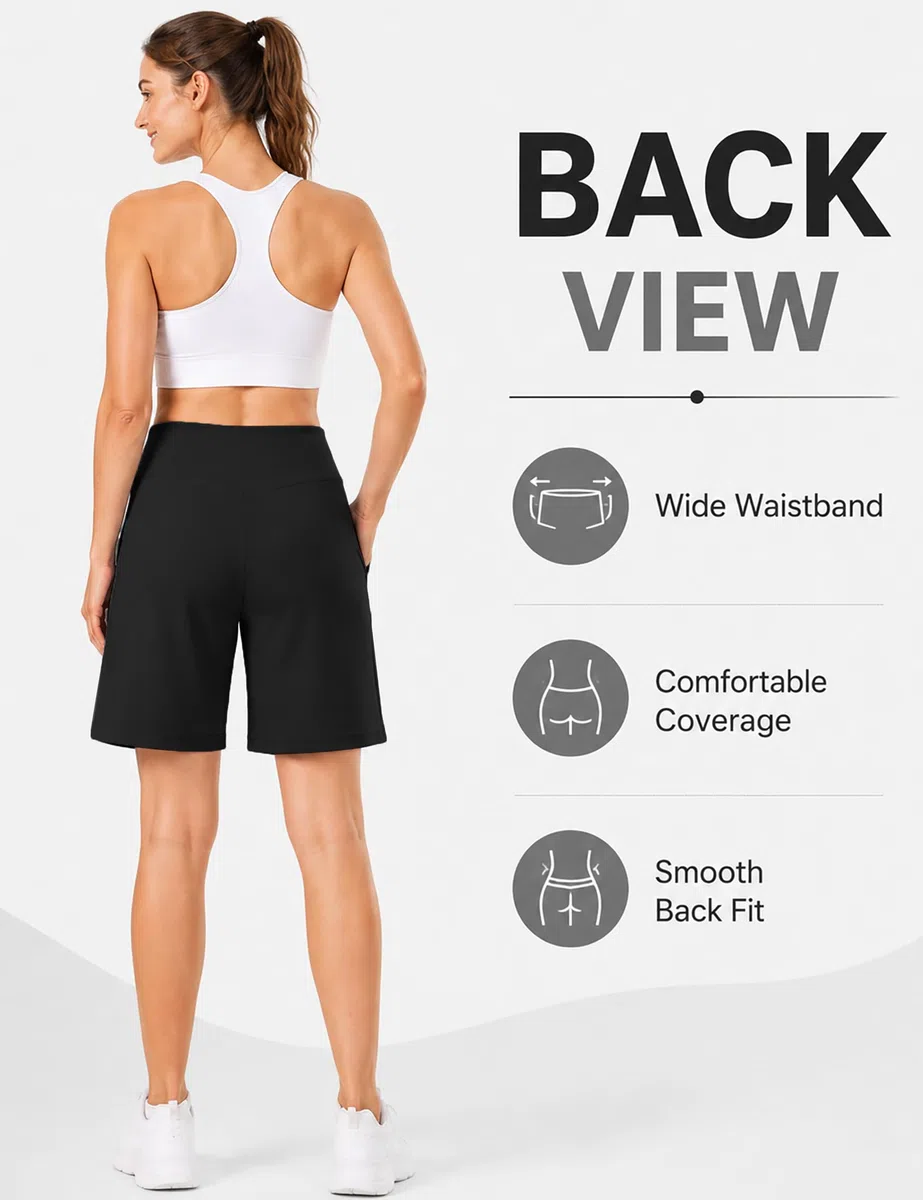 Terecey Kurze Hose Damen Sommer Sport Shorts High Waist Sporthose mit Taschen und Elastischer Bund - Lässige Bermuda Kurze Hose Jogginghose Fitness Running Gym Shorts XS-3XL