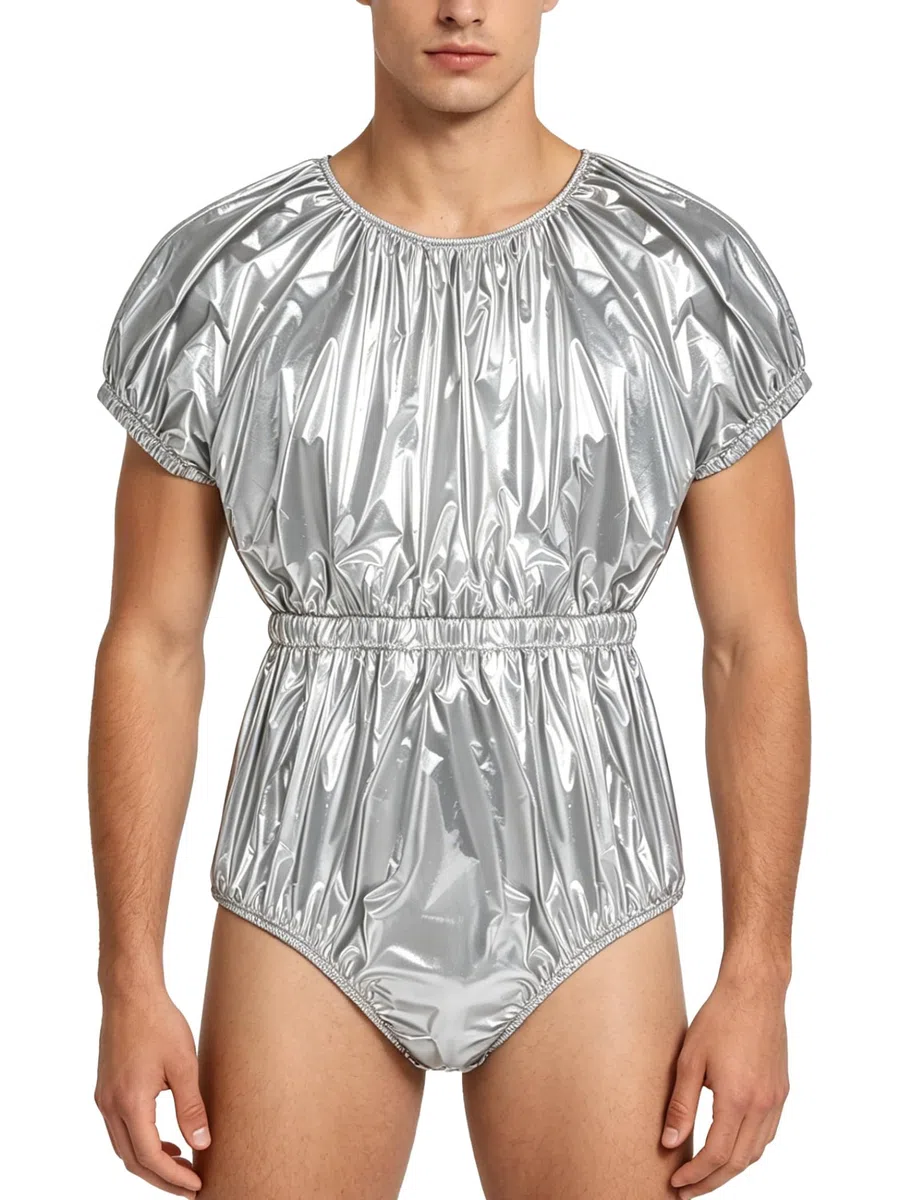 Erwachsene Windelbody Pvc Body Kurzarm Overall Kurz Pyjama Auslaufsichere Windelüberzug Wasserdicht ölbeständig