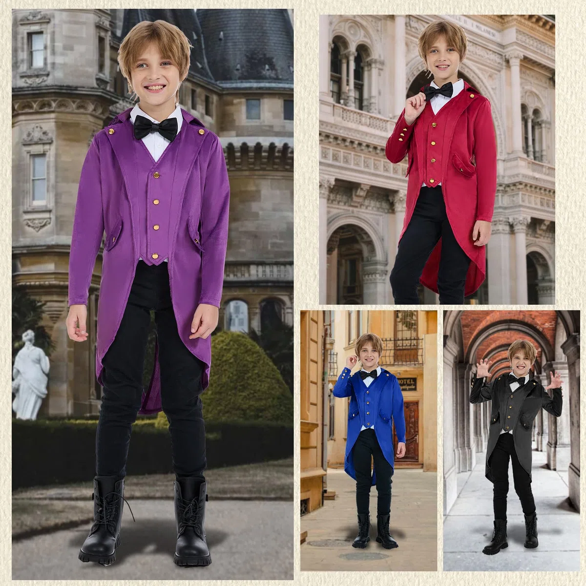 Retro Kinder Tailcoat, Steampunk Vintage Frack Kinder Jacke, für Karneval, Maskerade & Halloween Party