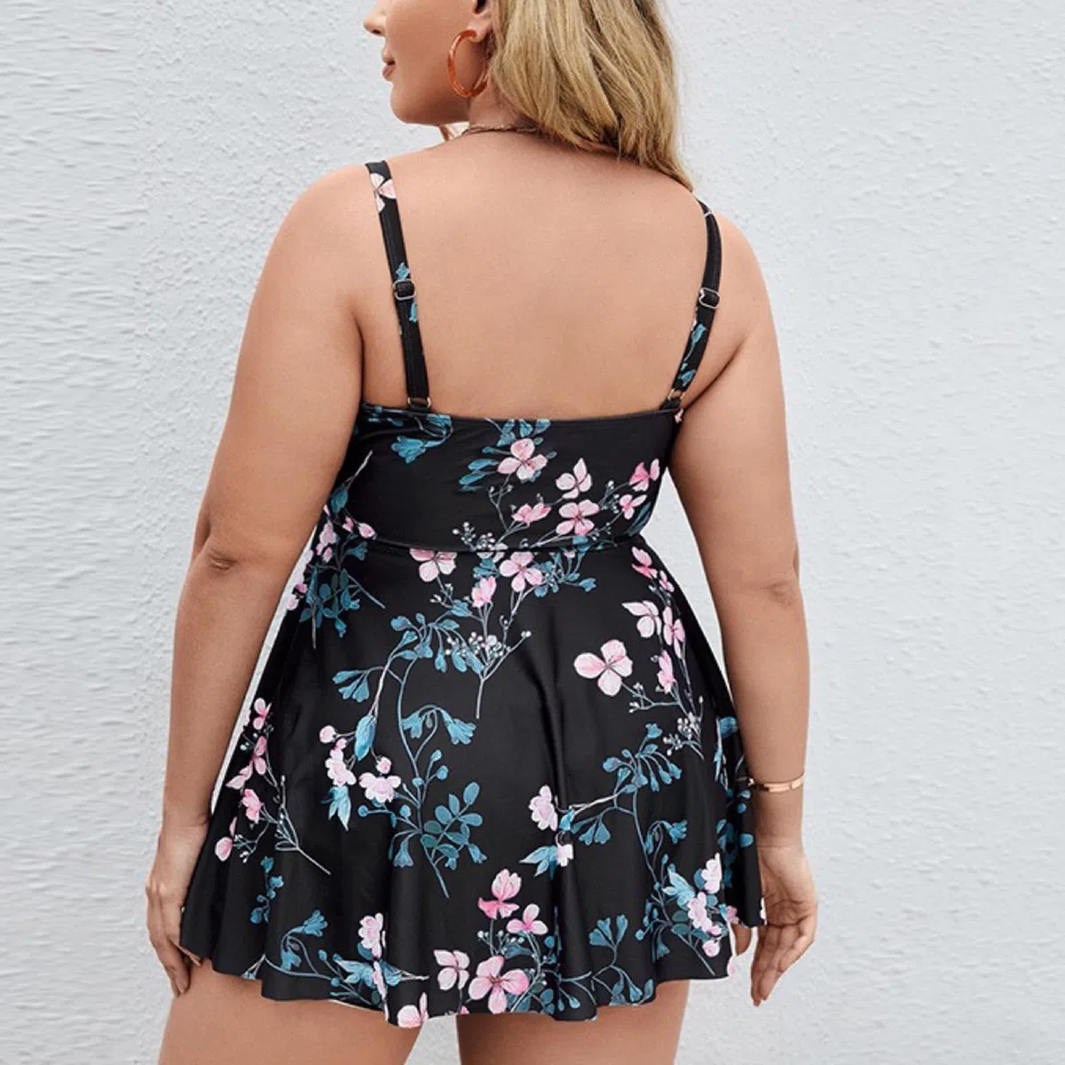 Zweiteiliger Badeanzug für Damen und Mädchen, florales Design, Tankini, Badeanzug, Bademode mit Bauchkontrolle, Boyshorts